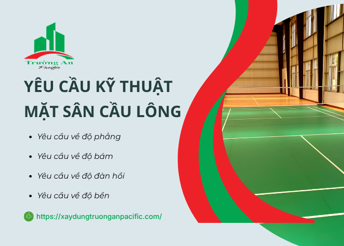 Các tiêu chí kỹ thuật đối với mặt sân cầu lông