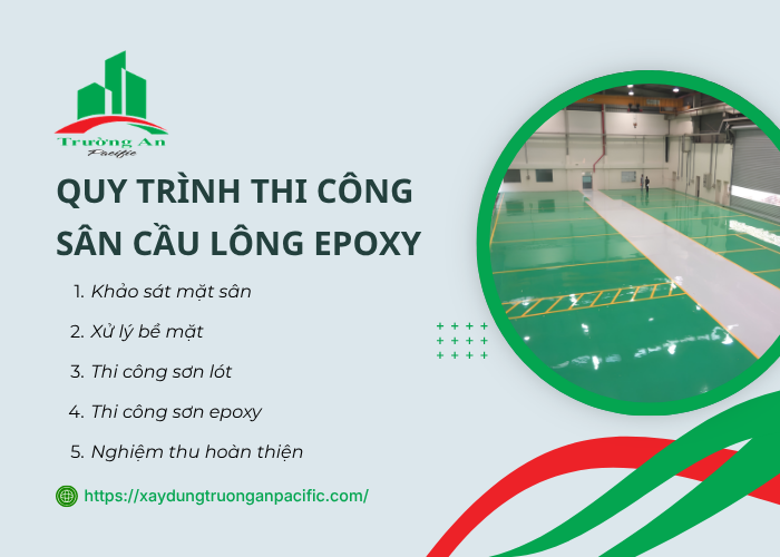 Các bước thi công sơn epoxy sân cầu lông trong nhà